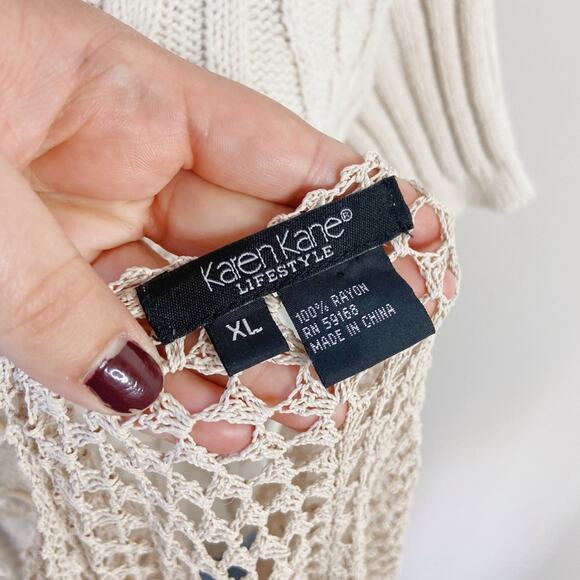 Vintage Y2K Crochet Long Cardigan Swim Coverup Size Small - Picture 2 of 3